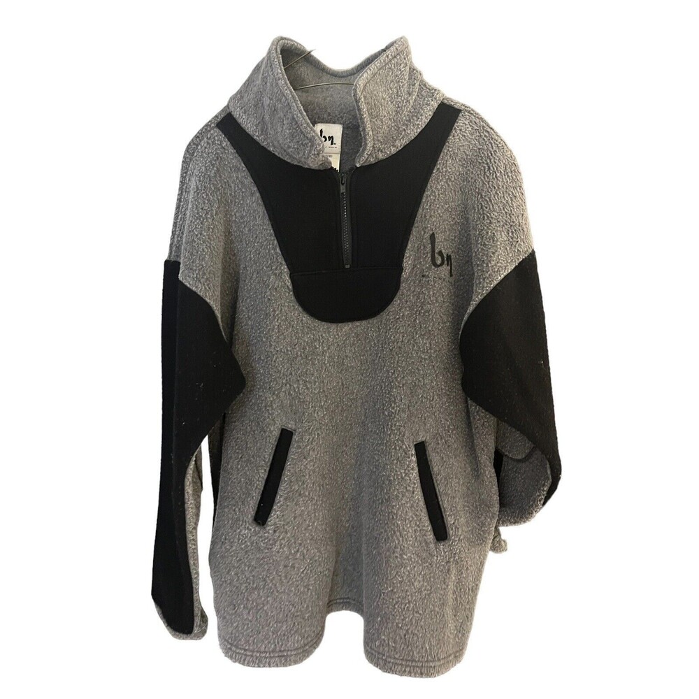 Blanc Noir Men's O/S XL Strech pocket 1/4 zip grey fleece sweater
